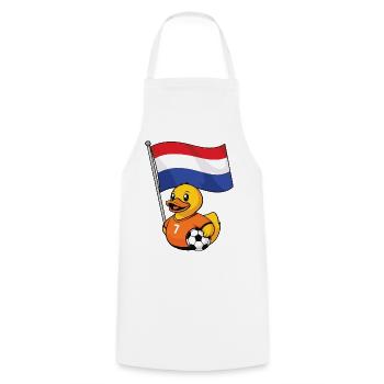 Holland Fußball Fan Ente mit Flagge, Niederlande - Kochschürze - Weiß - Vorne - AI Model Male 185 dark (185cm)