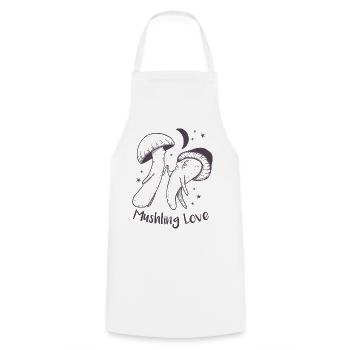 Mushling Love Mushroom Heart Night - Cooking Apron - white - Front - AI Model Male 185 dark (185cm)