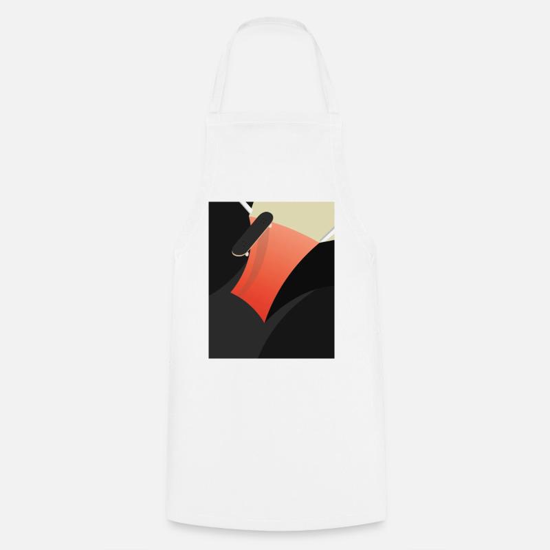 Abstract Red Skateboard - Cooking Apron - white