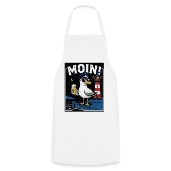 Küste Kneipe Möwe Bier - Kochschürze - Weiß - Vorne - AI Model Male 185 dark (185cm)