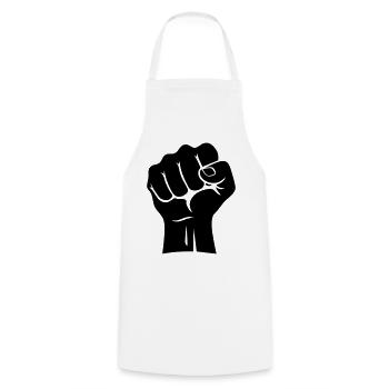 Karate Fist – Raised Power - Cooking Apron - white - Front - AI Model Male 185 dark (185cm)