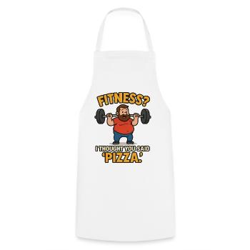 Fitness? I Thought You Said Pizza – Dad Bod Shirt - Cooking Apron - white - Front - AI Model Male 185 dark (185cm)