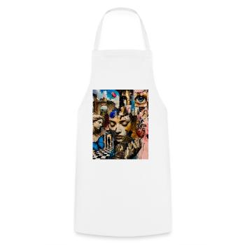 Surreal Collage Portrait - Cooking Apron - white - Front - AI Model Male 185 dark (185cm)