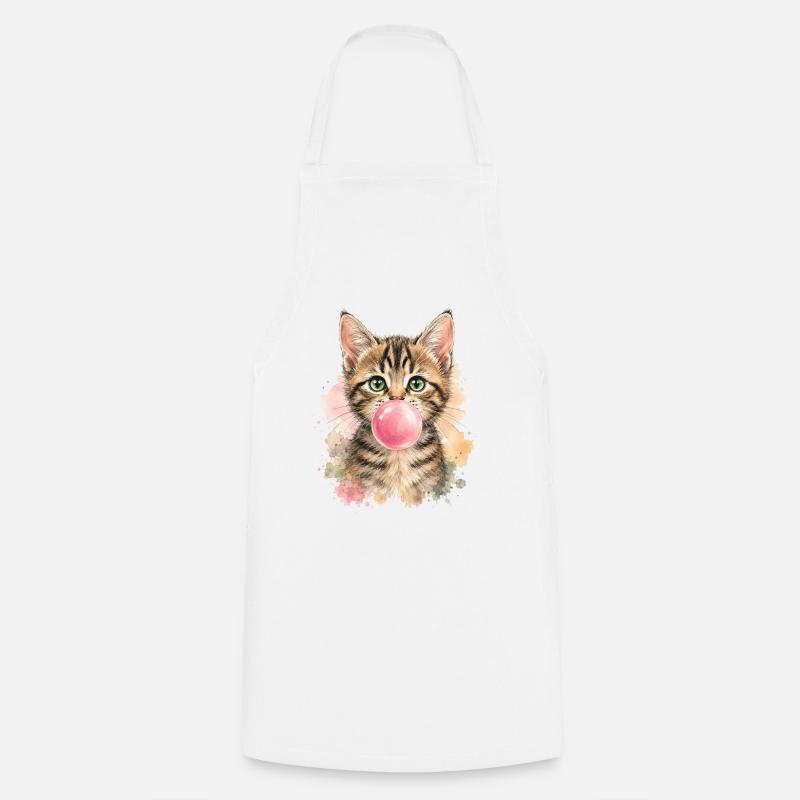 Chat avec une bulle rose - Tablier de cuisine - blanc