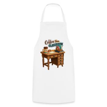 Coffee Then Classroom Teacher Desk - Cooking Apron - white - Front - AI Model Male 185 dark (185cm)