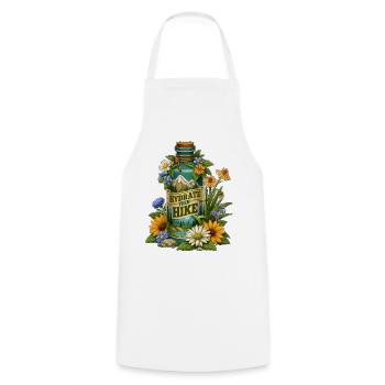 Hydrate Then Hike Floral Bottle Design - Cooking Apron - white - Front - AI Model Male 185 dark (185cm)