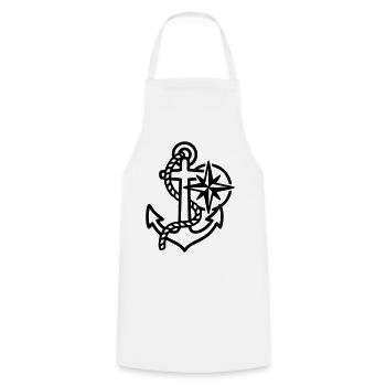 Anchor Wind Rose Maritime Logo - Cooking Apron - white - Front - AI Model Male 185 dark (185cm)