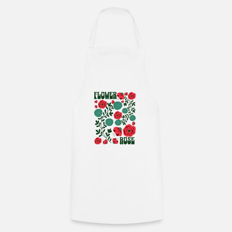 Rose fleurie - Tablier de cuisine - blanc