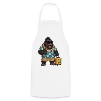 Urlaubs Gorilla Hawaii Hemd - Kochschürze - Weiß - Vorne - AI Model Male 185 dark (185cm)