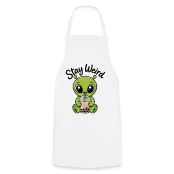Sticker bizarre de bubble tea vert Alien Stay Bizarre - Tablier de cuisine - blanc - Devant - AI Model Male 185 dark (185cm)