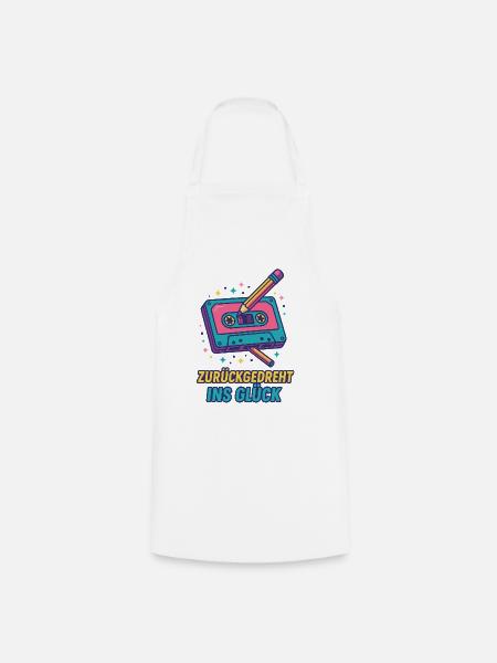 Kassette Neon Retro Druck - Kochschürze - Weiß