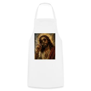 Jesus raucht einen Joint Humor - Kochschürze - Weiß - Vorne - AI Model Male 185 dark (185cm)