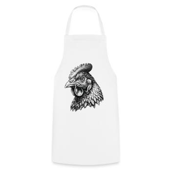 Henne Kopf – Dessin détaillé - Tablier de cuisine - blanc - Devant - AI Model Male 185 dark (185cm)
