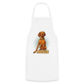 Lustiger, sturer Vizsla-Cartoon-Hund - Kochschürze - Weiß - Vorne - AI Model Male 185 dark (185cm)