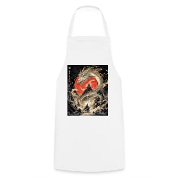 Dragon ancestral et pagode rouge - Tablier de cuisine - blanc - Devant - AI Model Male 185 dark (185cm)