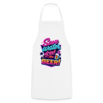 Save Water, Drink Beer | Retro Beer Saying - Cooking Apron - white - Front - AI Model Male 185 dark (185cm)