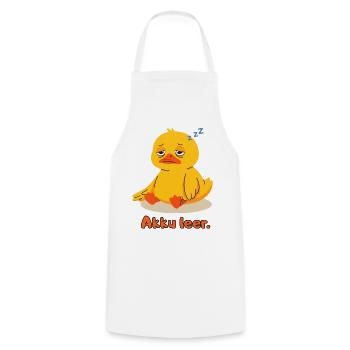 Ente Akku leer - Kochschürze - Weiß - Vorne - AI Model Male 185 dark (185cm)