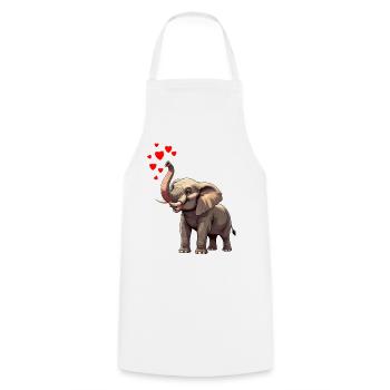 Éléphant au cœur - Tablier de cuisine - blanc - Devant - AI Model Male 185 dark (185cm)