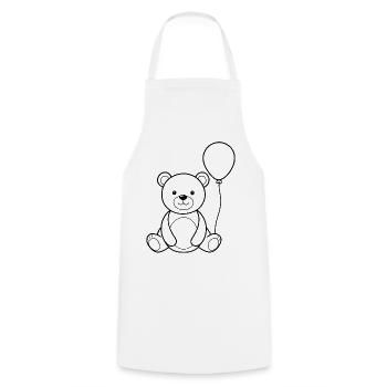 Teddy Bear Holding Balloon - Cooking Apron - white - Front - AI Model Male 185 dark (185cm)
