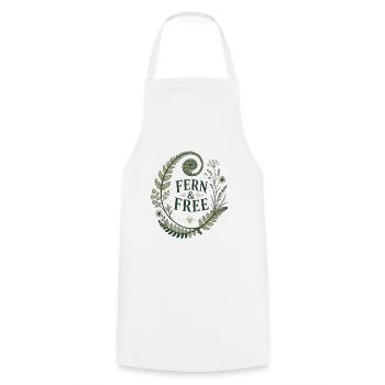Fern & Free – Vintage Farn Design - Kochschürze - Weiß - Vorne - AI Model Male 185 dark (185cm)