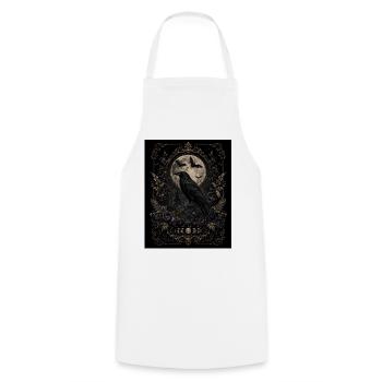 Gothic Raven & Moon – Dark Botanical Victorian Art - Kochschürze - Weiß - Vorne - AI Model Male 185 dark (185cm)