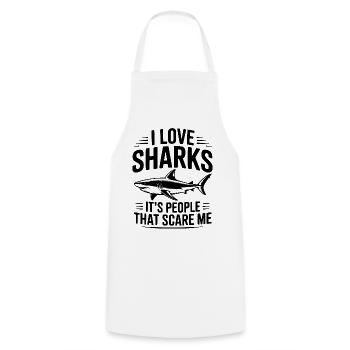 I Love Sharks It's People That Scare Me - Cooking Apron - white - Front - AI Model Male 185 dark (185cm)