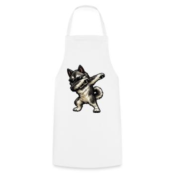 Dabbing Norwegischer Elchhund - Kochschürze - Weiß - Vorne - AI Model Male 185 dark (185cm)