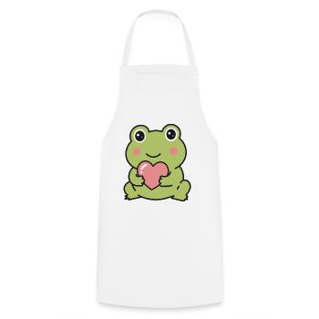 Süßer Kawaii-Frosch hält einen rosa Herzaufkleber - Kochschürze - Weiß - Vorne - AI Model Male 185 dark (185cm)
