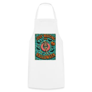 Waiting for Halloween Skeleton Hallloween Anticipation - Cooking Apron - white - Front - AI Model Male 185 dark (185cm)