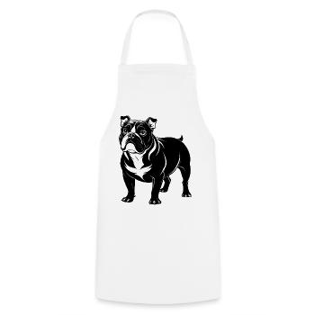 English Bulldog - Cooking Apron - white - Front - AI Model Male 185 dark (185cm)