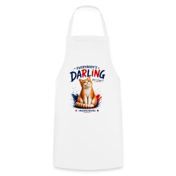 Everybody’s Darling  Charmante Katze mit Charakter - Kochschürze - Weiß - Vorne - AI Model Male 185 dark (185cm)