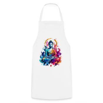 Buddha Meditation Color Splash - Cooking Apron - white - Front - AI Model Male 185 dark (185cm)