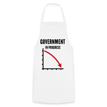 Government In Progress (Government Policy / POS2C) - Cooking Apron - white - Front - AI Model Male 185 dark (185cm)