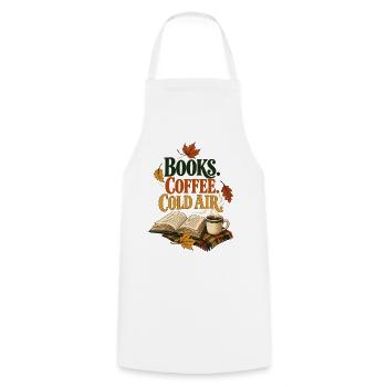 Books Coffee Cold Air - Herbst für Buchfans - Kochschürze - Weiß - Vorne - AI Model Male 185 dark (185cm)