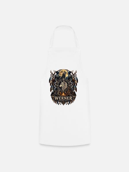 Werner Einsamer Wolf Mystik Fantasy Design - Kochschürze - Weiß