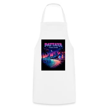Pattaya Neon Moon Strandlandschaft - Kochschürze - Weiß - Vorne - AI Model Male 185 dark (185cm)