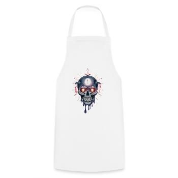 Gothic Okkult Totenkopf Horror Kissen Design - Kochschürze - Weiß - Vorne - AI Model Male 185 dark (185cm)