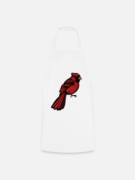 Crimson Cardinal auf Schwarz - Kochschürze - Weiß