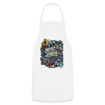 Music Junkie – Retro Musik Collage - Kochschürze - Weiß - Vorne - AI Model Male 185 dark (185cm)