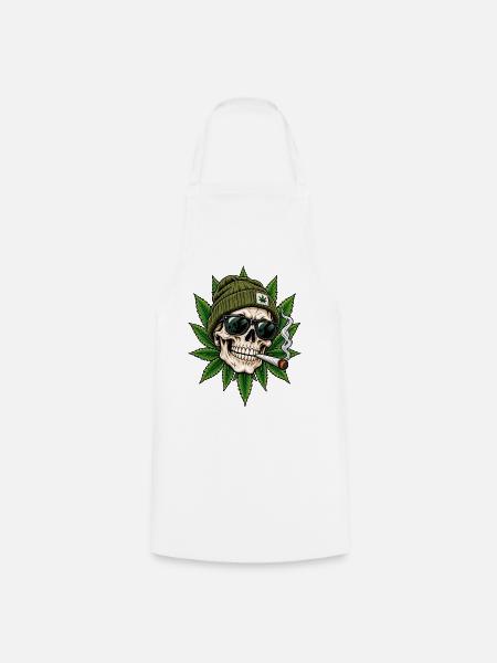 Totenkopf Cannabis Style - Kochschürze - Weiß