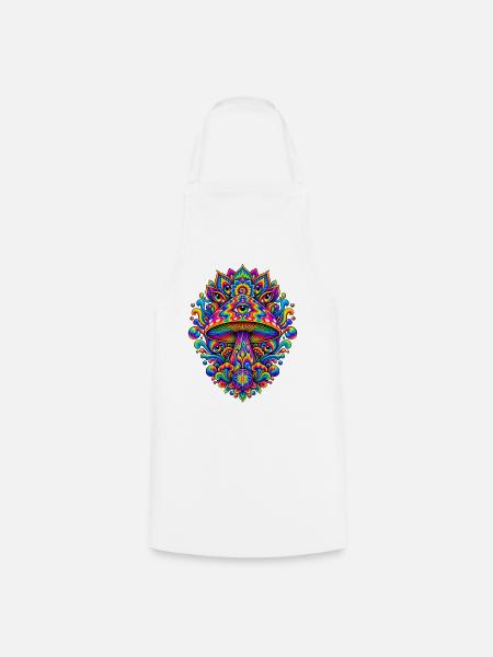 Psychedelischer Augenpilz Mandala - Kochschürze - Weiß