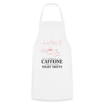 Kaffeeherz Nachtdienst Design - Kochschürze - Weiß - Vorne - AI Model Male 185 dark (185cm)