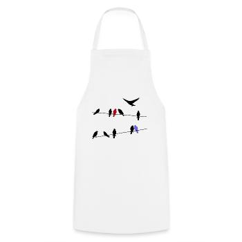 Bird black migratory birds on a power line - Cooking Apron - white - Front - AI Model Male 185 dark (185cm)