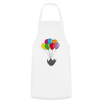 Funny black cat balloon - Cooking Apron - white - Front - AI Model Male 185 dark (185cm)