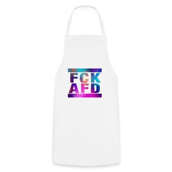 Against Nazis - FCK AFD - Against the Right - Special - Cooking Apron - white - Front - AI Model Male 185 dark (185cm)