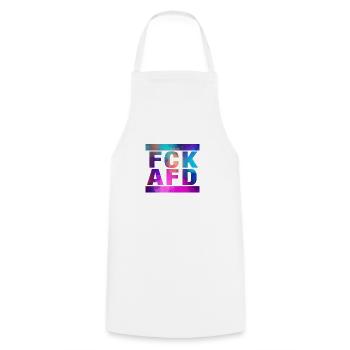 Against Nazis - FCK AFD - Against The Right - Cooking Apron - white - Front - AI Model Male 185 dark (185cm)