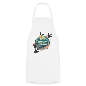 oskar dino pillow petrol - Cooking Apron - white - Front - AI Model Male 185 dark (185cm)