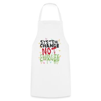 System Change - not Climate Change - Cooking Apron - white - Front - AI Model Male 185 dark (185cm)