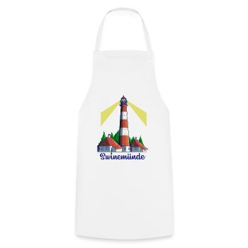 Leuchtturm - Ostseebad Swinemünde - Kochschürze - Weiß - Vorne - AI Model Male 185 dark (185cm)