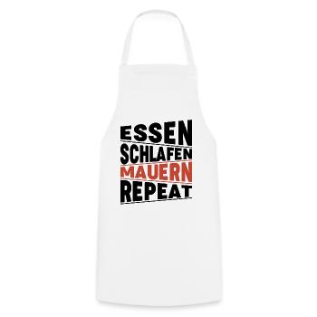 Essen schlafen Mauern Repeat - Kochschürze - Weiß - Vorne - AI Model Male 185 dark (185cm)